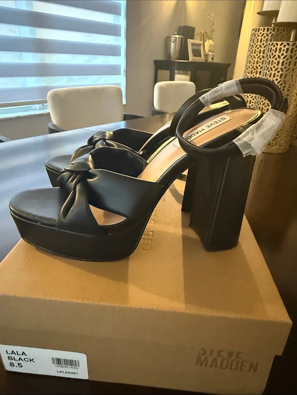 Steve Madden Black Knotted Platform Heels